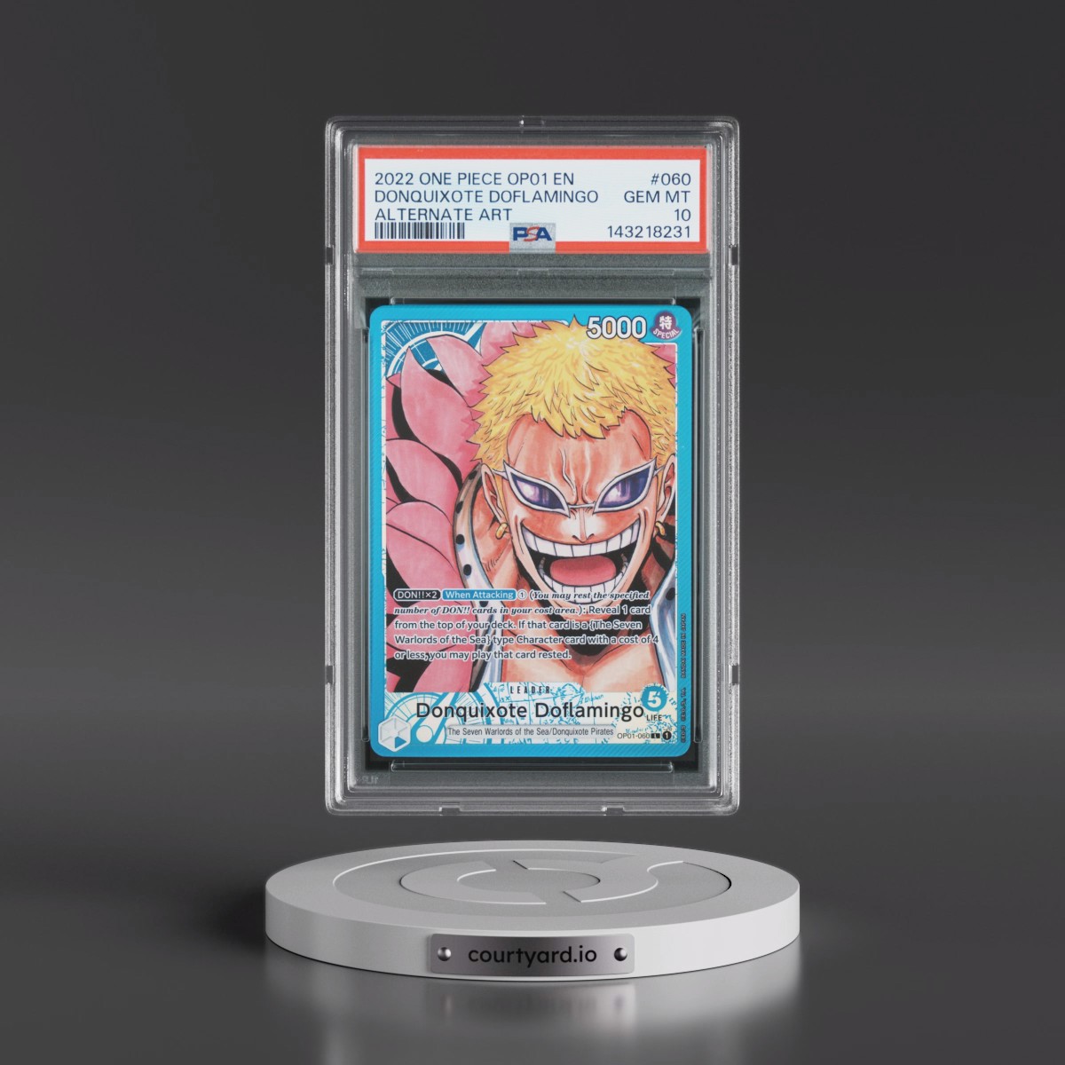 2022 One Piece OP01-Romance Dawn #060 Donquixote Doflamingo - Alternate Art (PSA 10 GEM MINT)