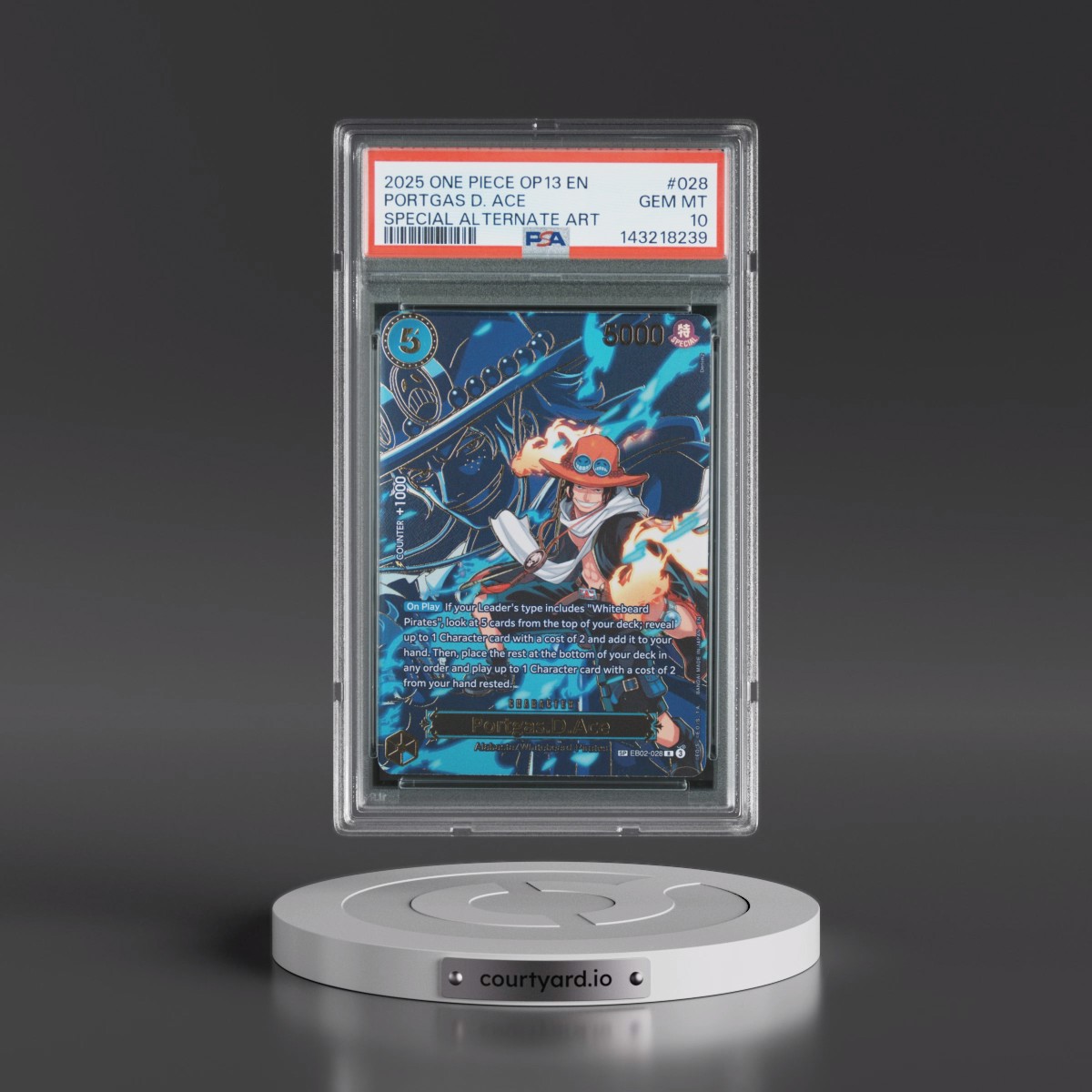 2025 One Piece OP13-Carrying on His Will #028 Portgas D. Ace - Special Alternate Art (PSA 10 GEM MINT)