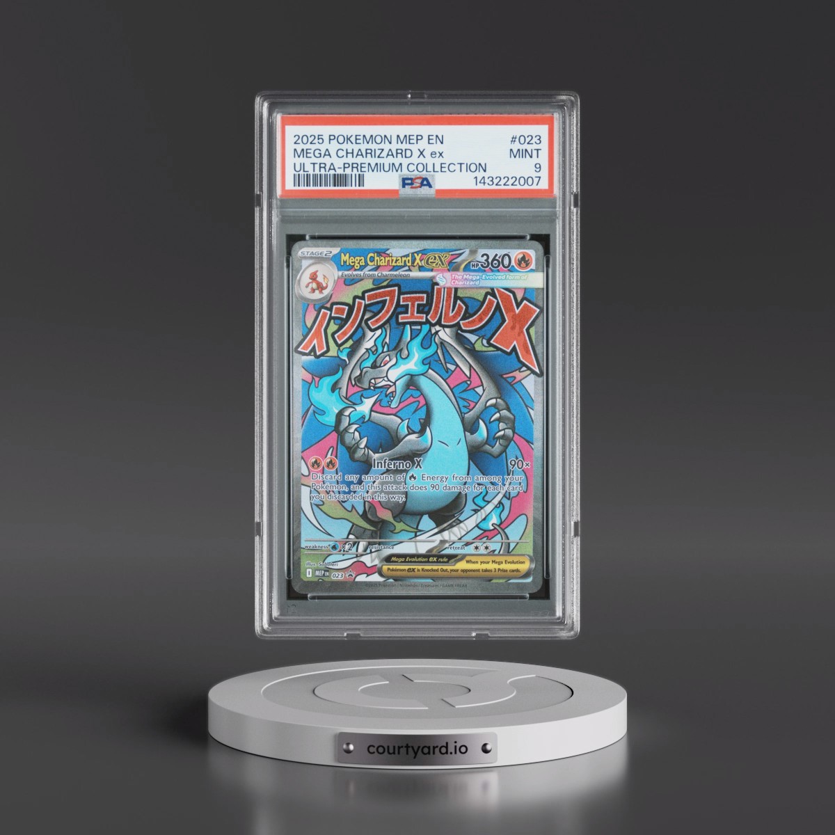2025 Pokémon Mep EN-Me Black Star Promo #023 Mega Charizard X EX - Holo Mega Charizard X EX Ultra-Premium Collection (PSA 9 MINT)