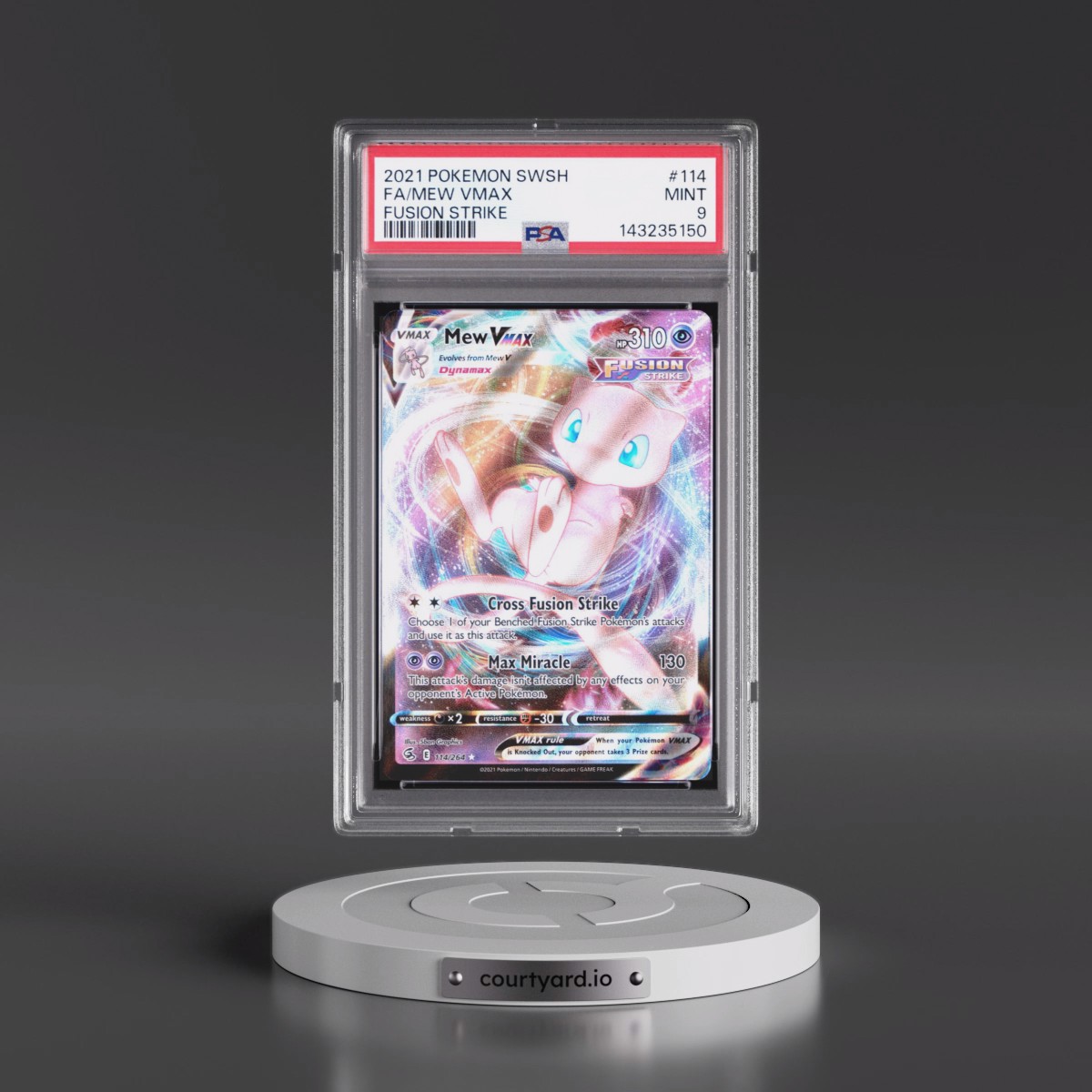 2021 Pokémon Sword & Shield Fusion Strike #114 Mew Vmax - Full Art (PSA 9 MINT)