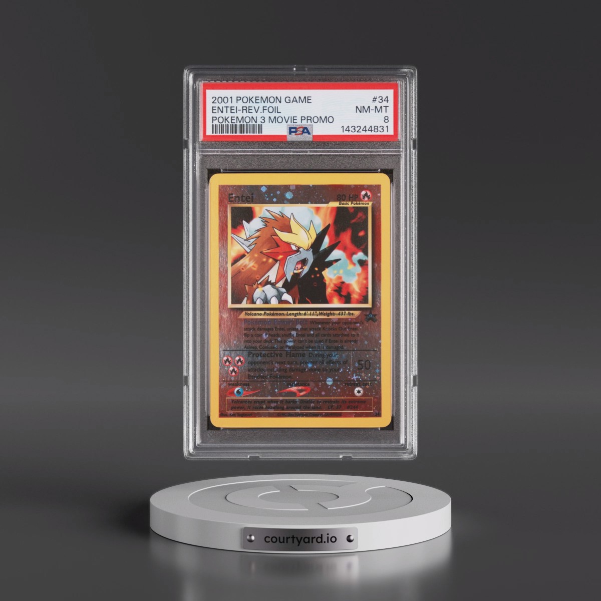 2001 Pokémon Game Movie #34 Entei - Reverse Foil Pokemon 3 Movie Promo (PSA 8 NM-MT)
