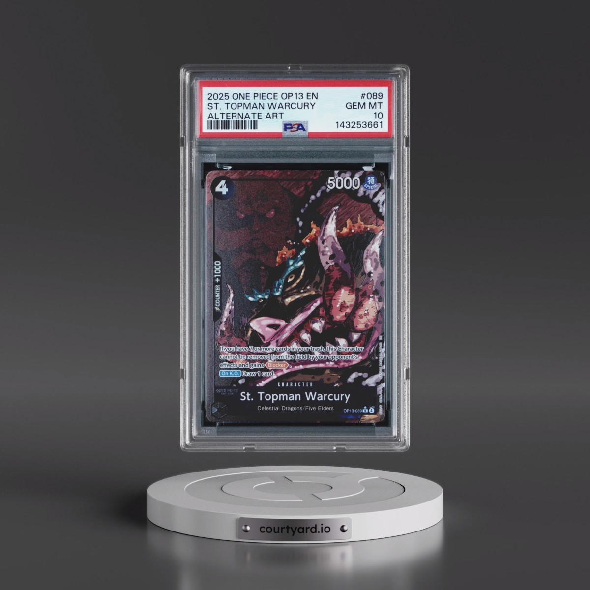 2025 One Piece OP13-Carrying on His Will #089 St. Topman Warcury - Alternate Art (PSA 10 GEM MINT)
