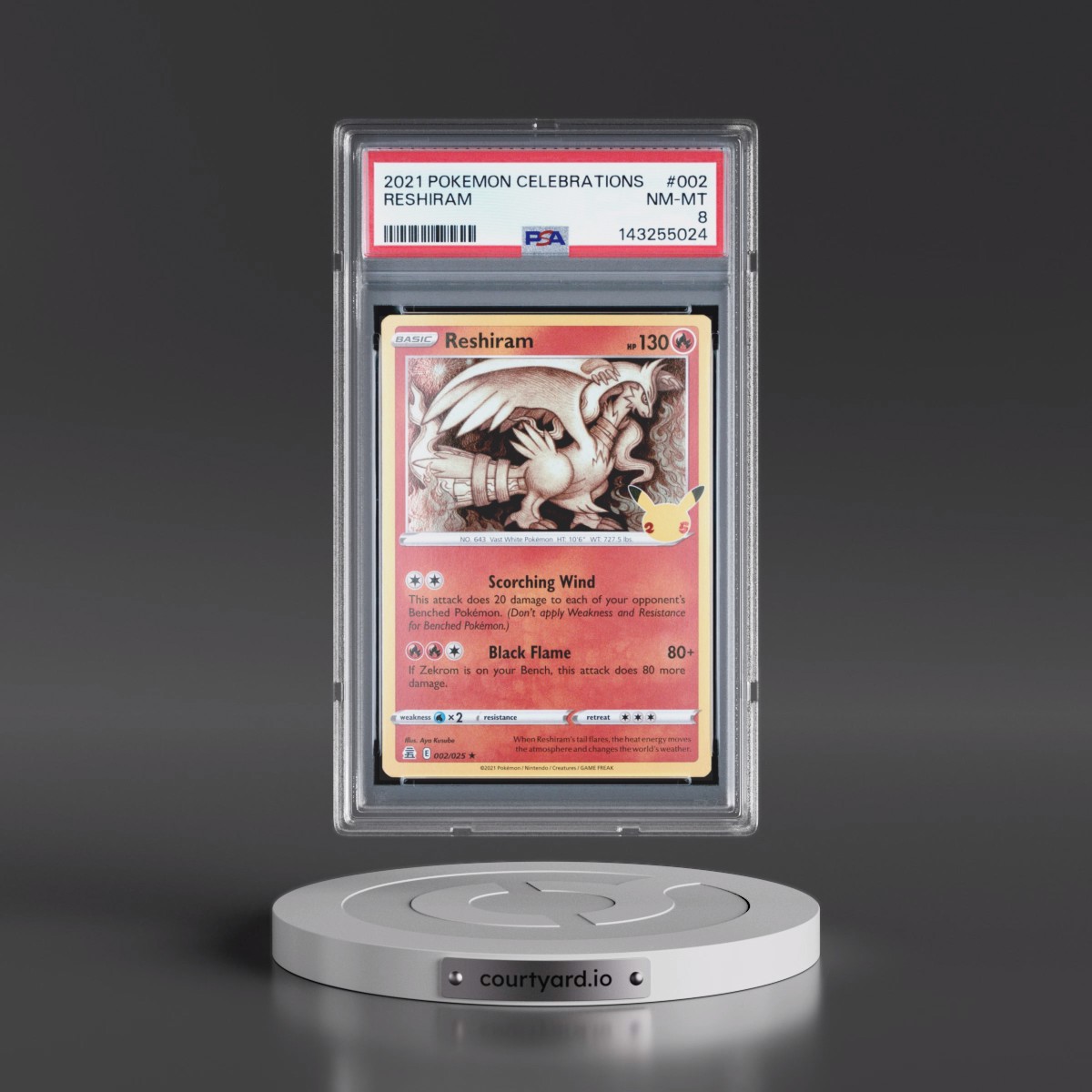 2021 Pokémon Celebrations #002 Reshiram (PSA 8 NM-MT)