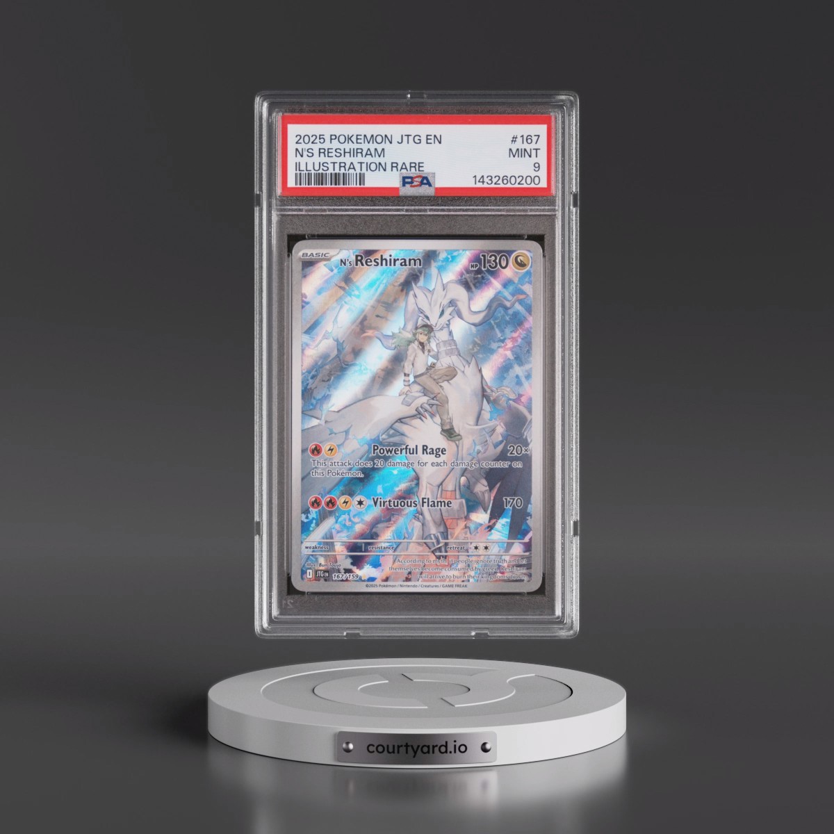 2025 Pokémon Jtg EN-Journey Together #167 N's Reshiram - Illustration Rare (PSA 9 MINT)