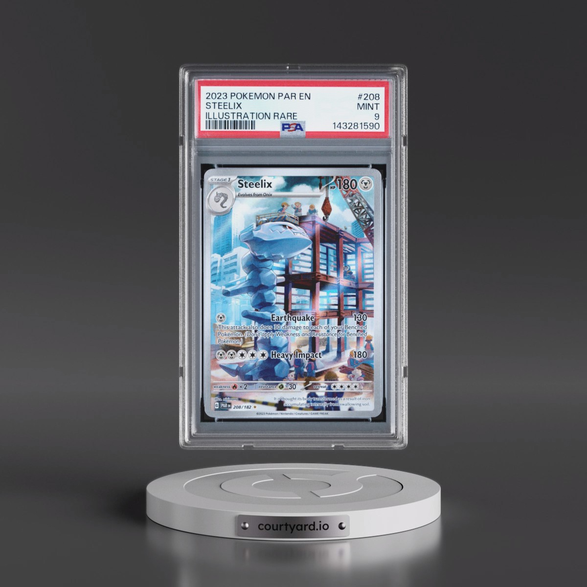 2023 Pokémon Par EN-Paradox Rift #208 Steelix - Illustration Rare (PSA 9 MINT)