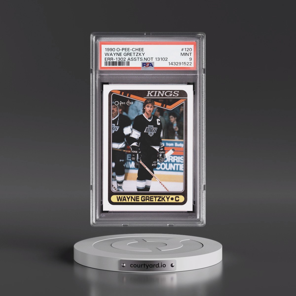 1990 O-Pee-Chee #120 Wayne Gretzky - Error-1302 Career Assists & Not 13102 (PSA 9 MINT)