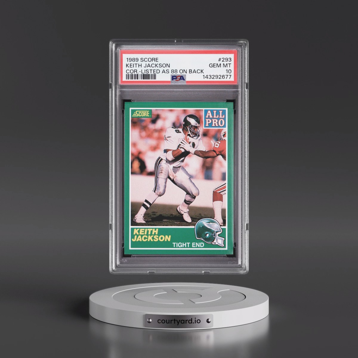 1989 Score #293 Keith Jackson - Correct-Listed As 88 on Card Back (PSA 10 GEM MINT)