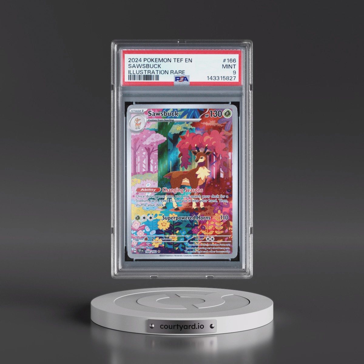 2024 Pokémon Tef EN-Temporal Forces #166 Sawsbuck - Illustration Rare (PSA 9 MINT)