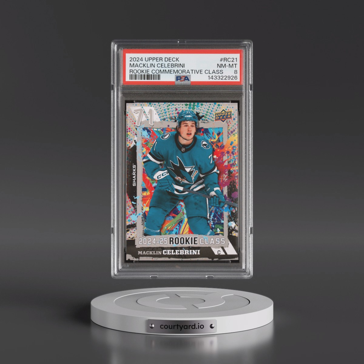2024 Upper Deck Rookie Commemorative Class #RC21 Macklin Celebrini (PSA 8 NM-MT)