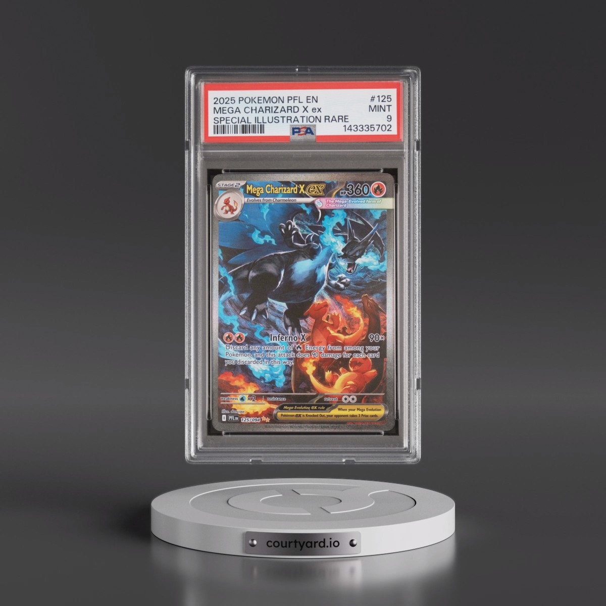 2025 Pokémon Pfl EN-Phantasmal Flames #125 Mega Charizard X EX - Holo Special Illustration Rare (PSA 9 MINT)