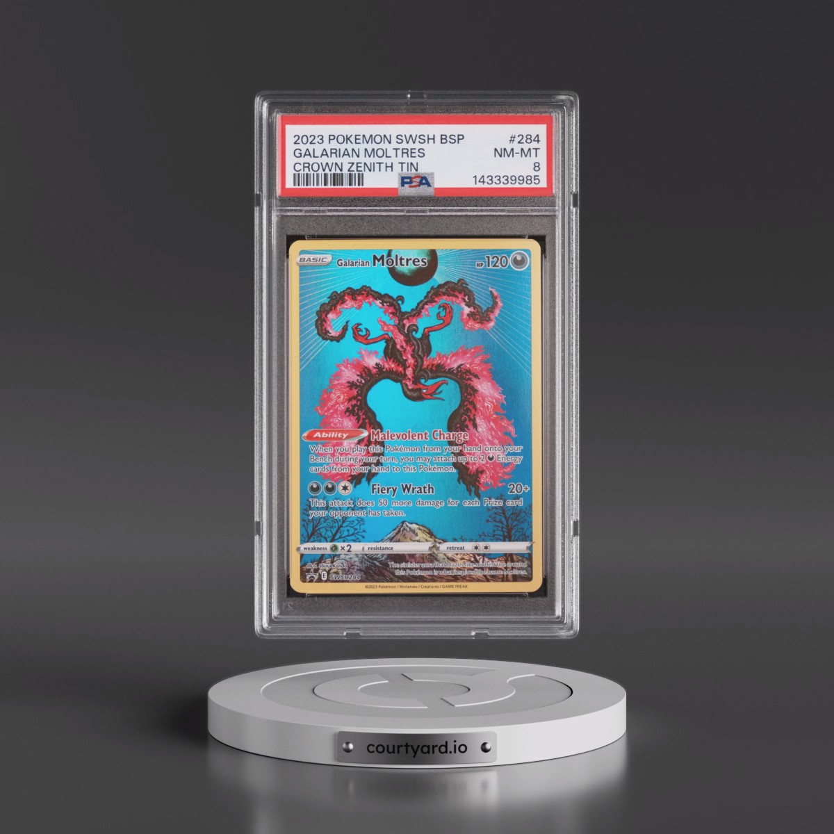 2023 Pokémon Swsh Black Star Promo #284 Galarian Moltres - Crown Zenith Tin (PSA 8 NM-MT)