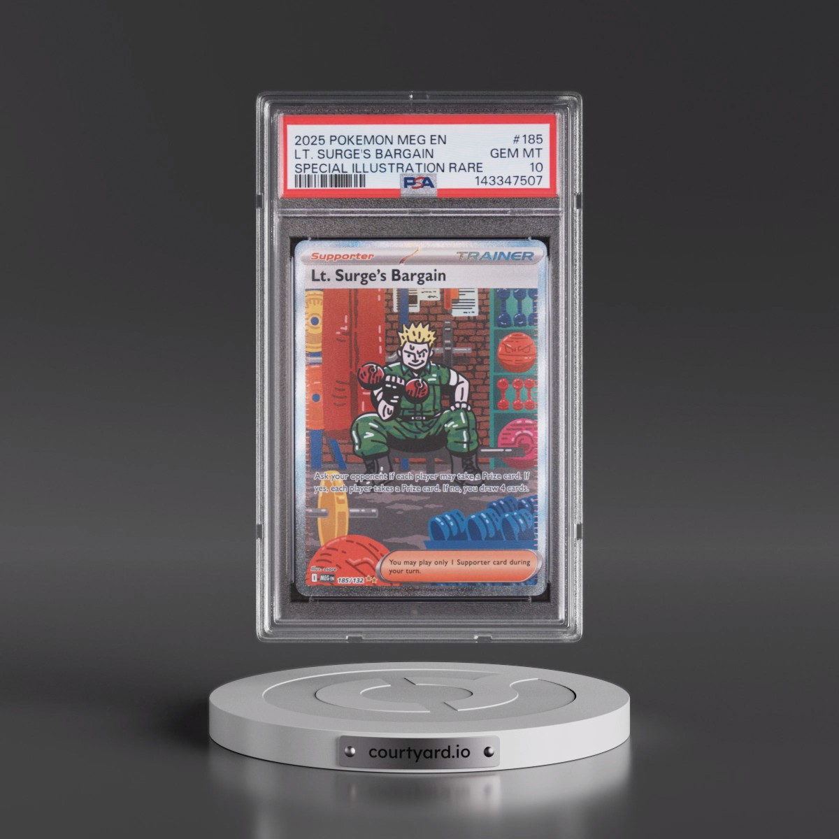 2025 Pokémon Meg EN-Mega Evolution #185 LT. Surge's Bargain - Special Illustration Rare (PSA 10 GEM MINT)