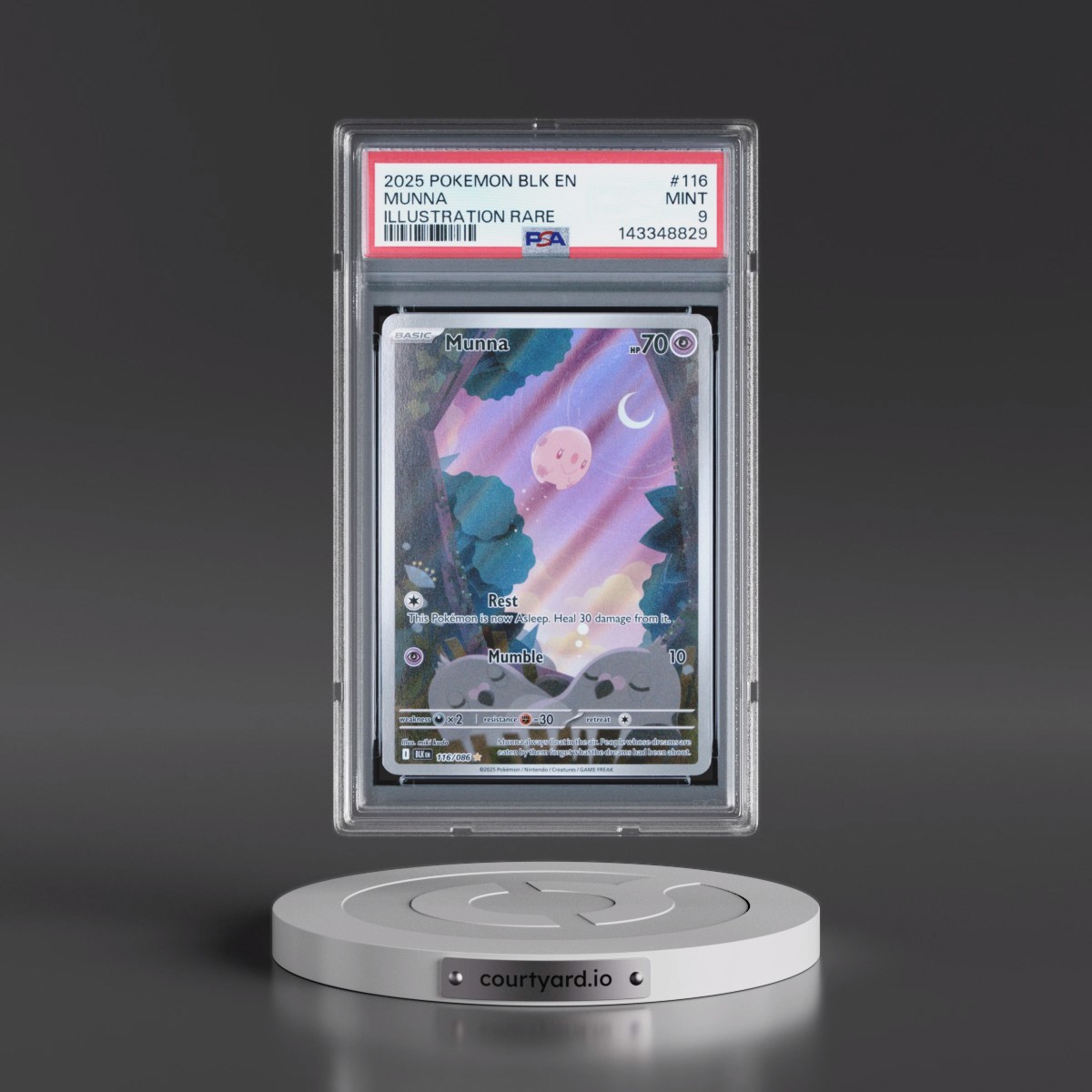 2025 Pokémon Blk EN-Black Bolt #116 Munna - Illustration Rare (PSA 9 MINT)