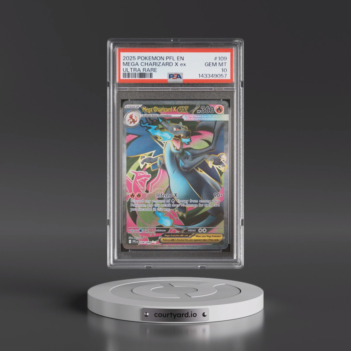 2025 Pokémon Pfl EN-Phantasmal Flames #109 Mega Charizard X EX - Holo Ultra Rare (PSA 10 GEM MINT)