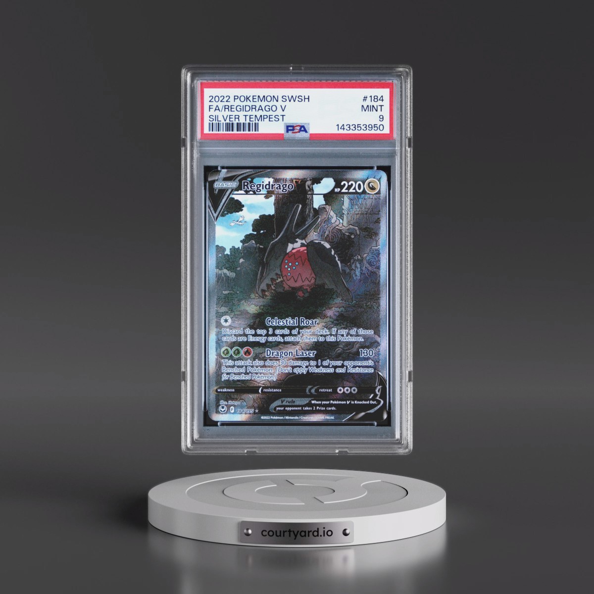 2022 Pokémon Sword & Shield Silver Tempest #184 Regidrago V - Holo Full Art (PSA 9 MINT)
