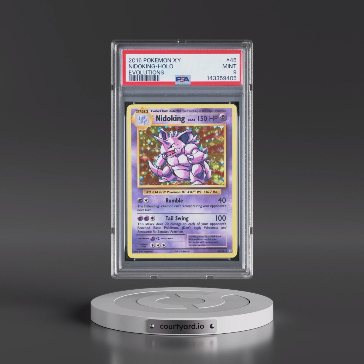 2016 Pokémon XY Evolutions #45 Nidoking - Holo (PSA 9 MINT)