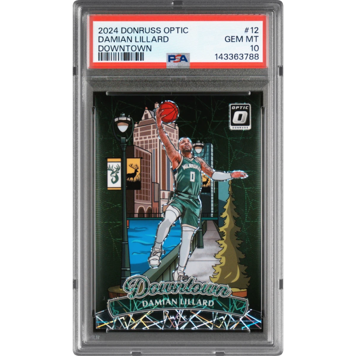 2024 Panini Donruss Optic Downtown #12 Damian Lillard (PSA 10 GEM MINT)