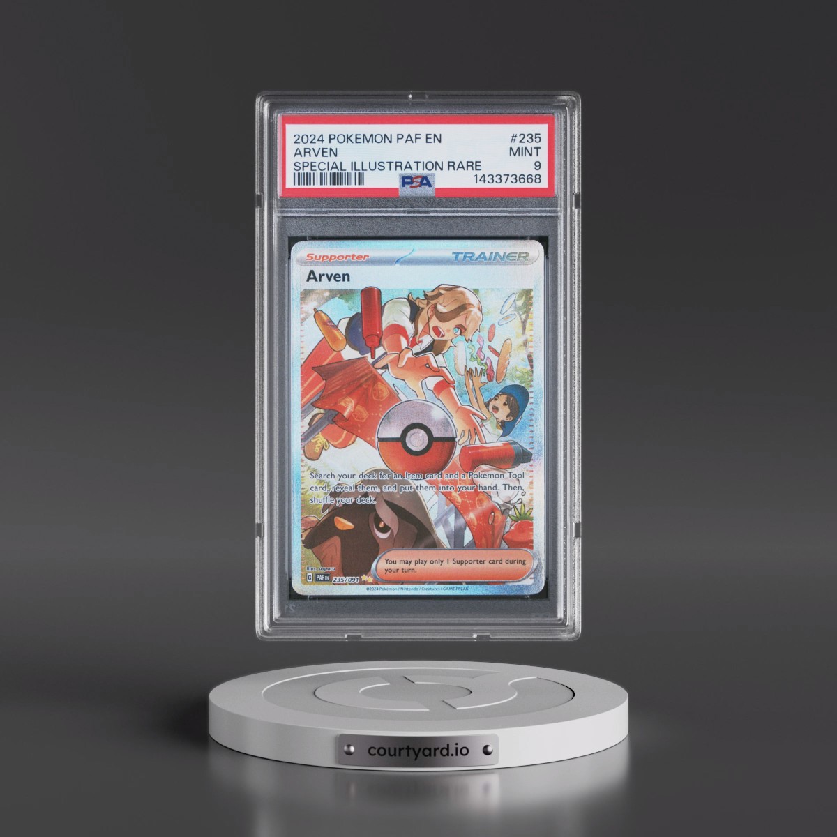 2024 Pokémon Paf EN-Paldean Fates #235 Arven - Special Illustration Rare (PSA 9 MINT)
