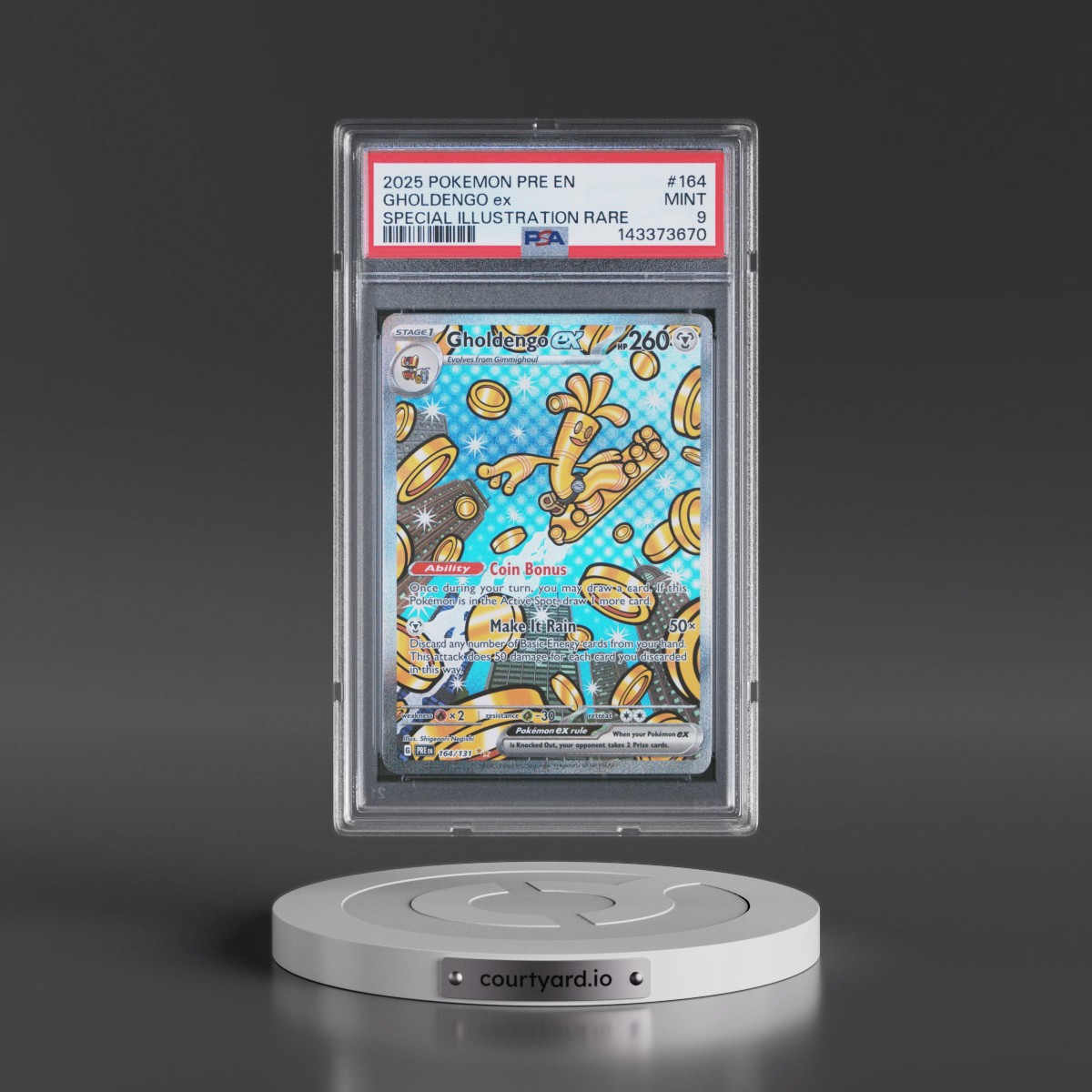 2025 Pokémon Pre EN-Prismatic Evolutions #164 Gholdengo EX - Holo Special Illustration Rare (PSA 9 MINT)