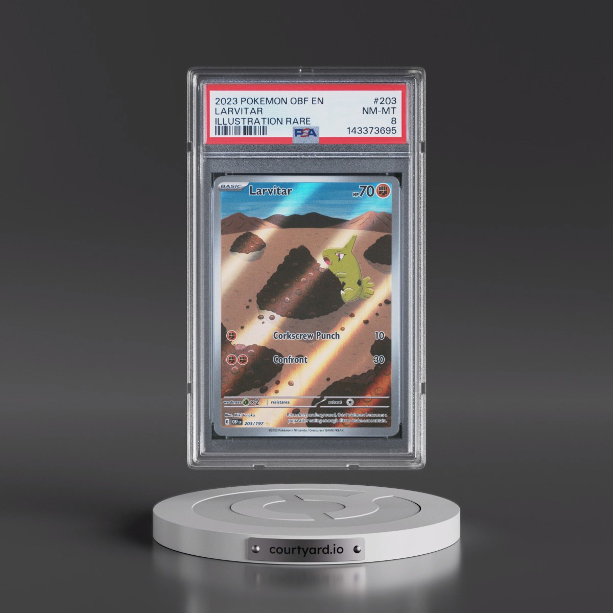 2023 Pokémon Obf EN-Obsidian Flames #203 Larvitar - Illustration Rare (PSA 8 NM-MT)