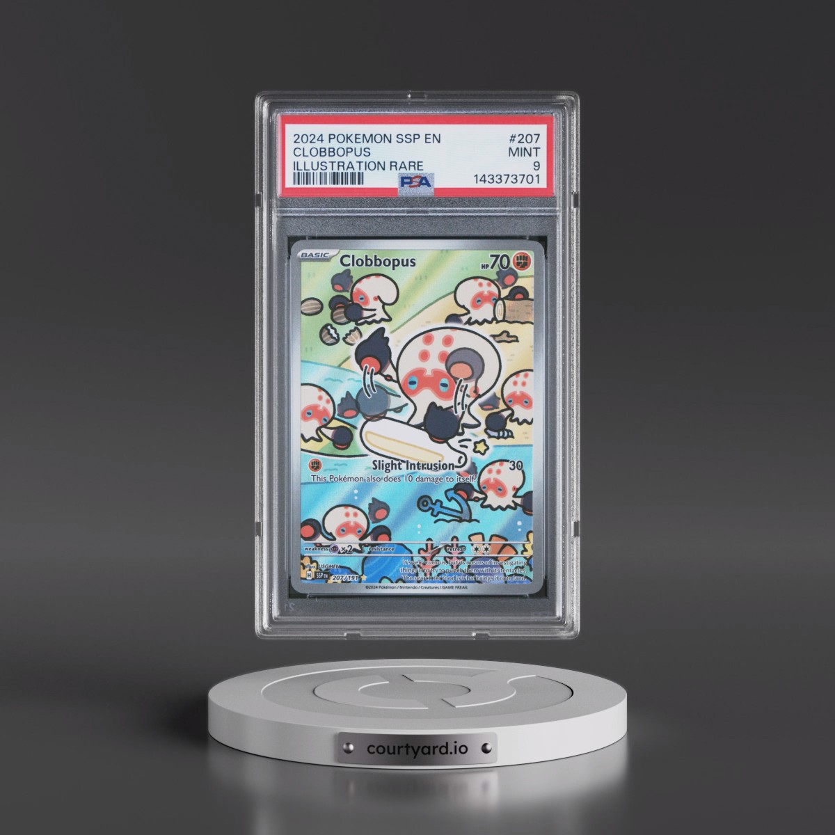 2024 Pokémon Ssp EN-Surging Sparks #207 Clobbopus - Illustration Rare (PSA 9 MINT)