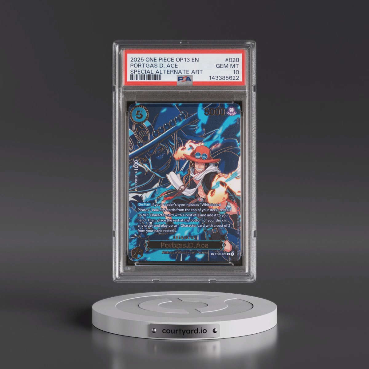 2025 One Piece OP13-Carrying on His Will #028 Portgas D. Ace - Special Alternate Art (PSA 10 GEM MINT)