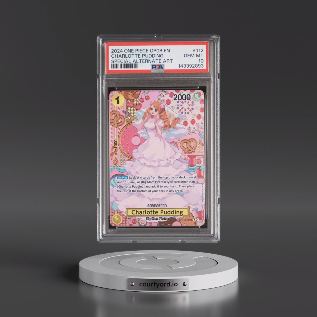 2024 One Piece OP08-Two Legends #112 Charlotte Pudding - Special Alternate Art (PSA 10 GEM MINT)
