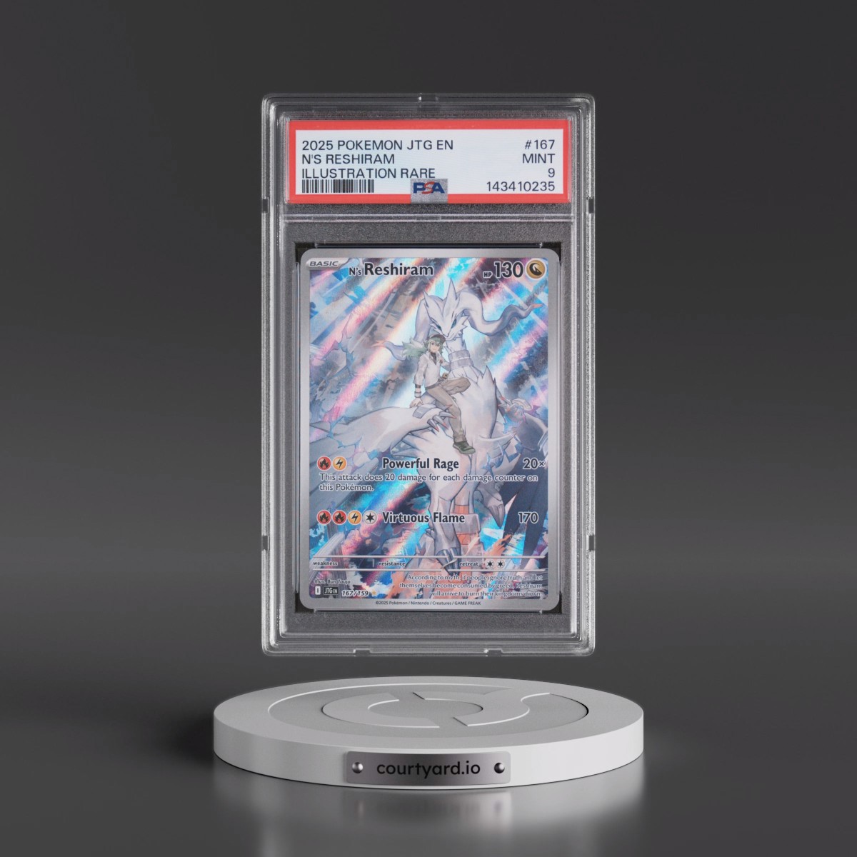 2025 Pokémon Jtg EN-Journey Together #167 N's Reshiram - Illustration Rare (PSA 9 MINT)