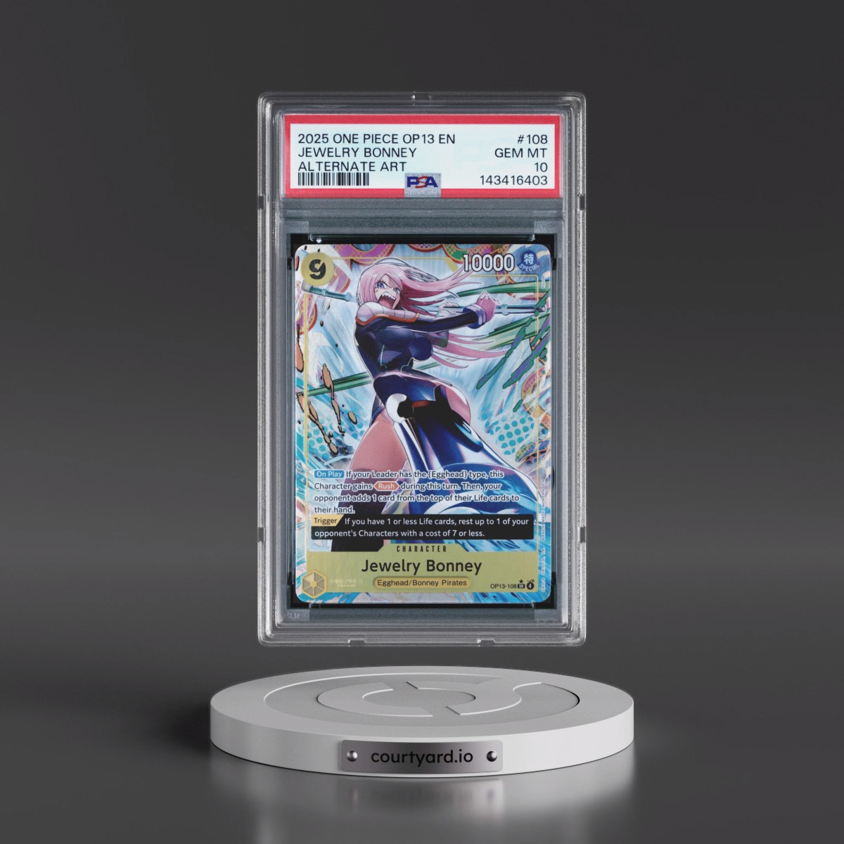 2025 One Piece OP13-Carrying on His Will #108 Jewelry Bonney - Alternate Art (PSA 10 GEM MINT)