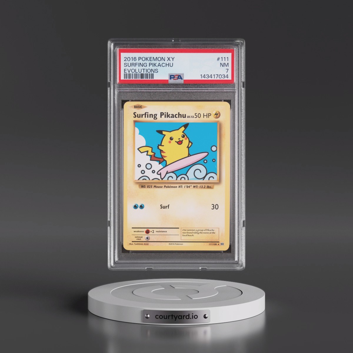 2016 Pokémon XY Evolutions Surfing Pikachu #111 PSA 7