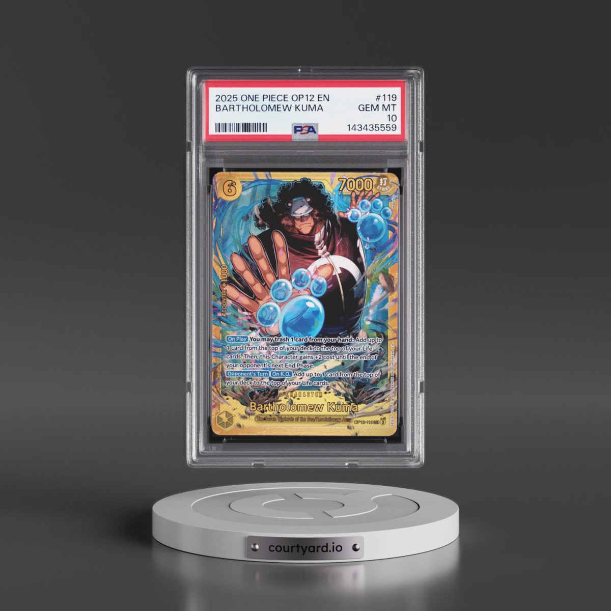 2025 One Piece OP12-Legacy of the Master #119 Bartholomew Kuma (PSA 10 GEM MINT)