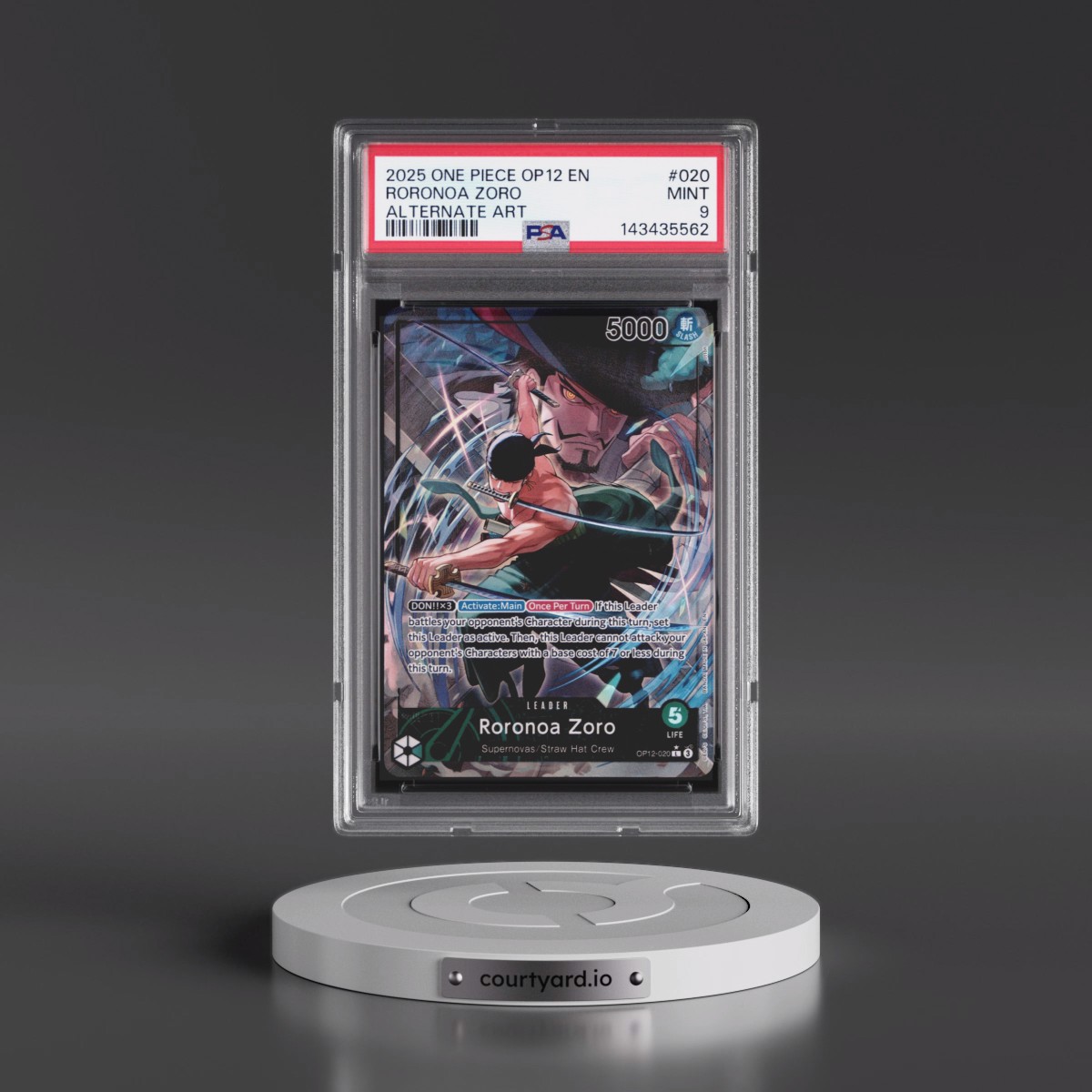 2025 One Piece OP12-Legacy of the Master #020 Roronoa Zoro - Alternate Art (PSA 9 MINT)