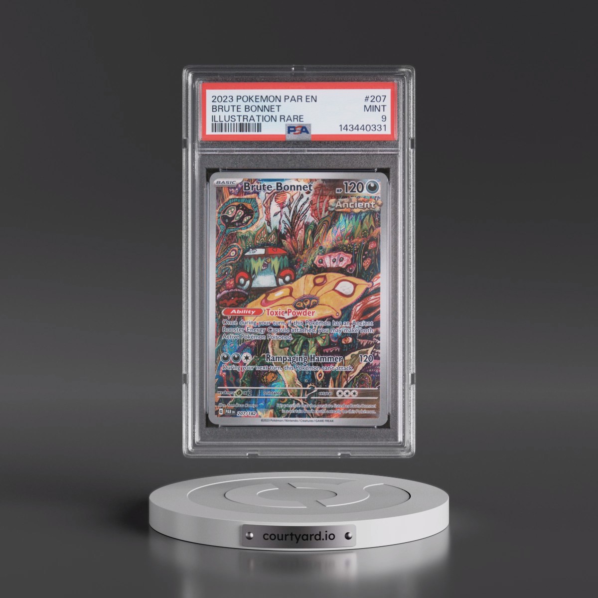 2023 Pokémon Par EN-Paradox Rift #207 Brute Bonnet - Illustration Rare (PSA 9 MINT)