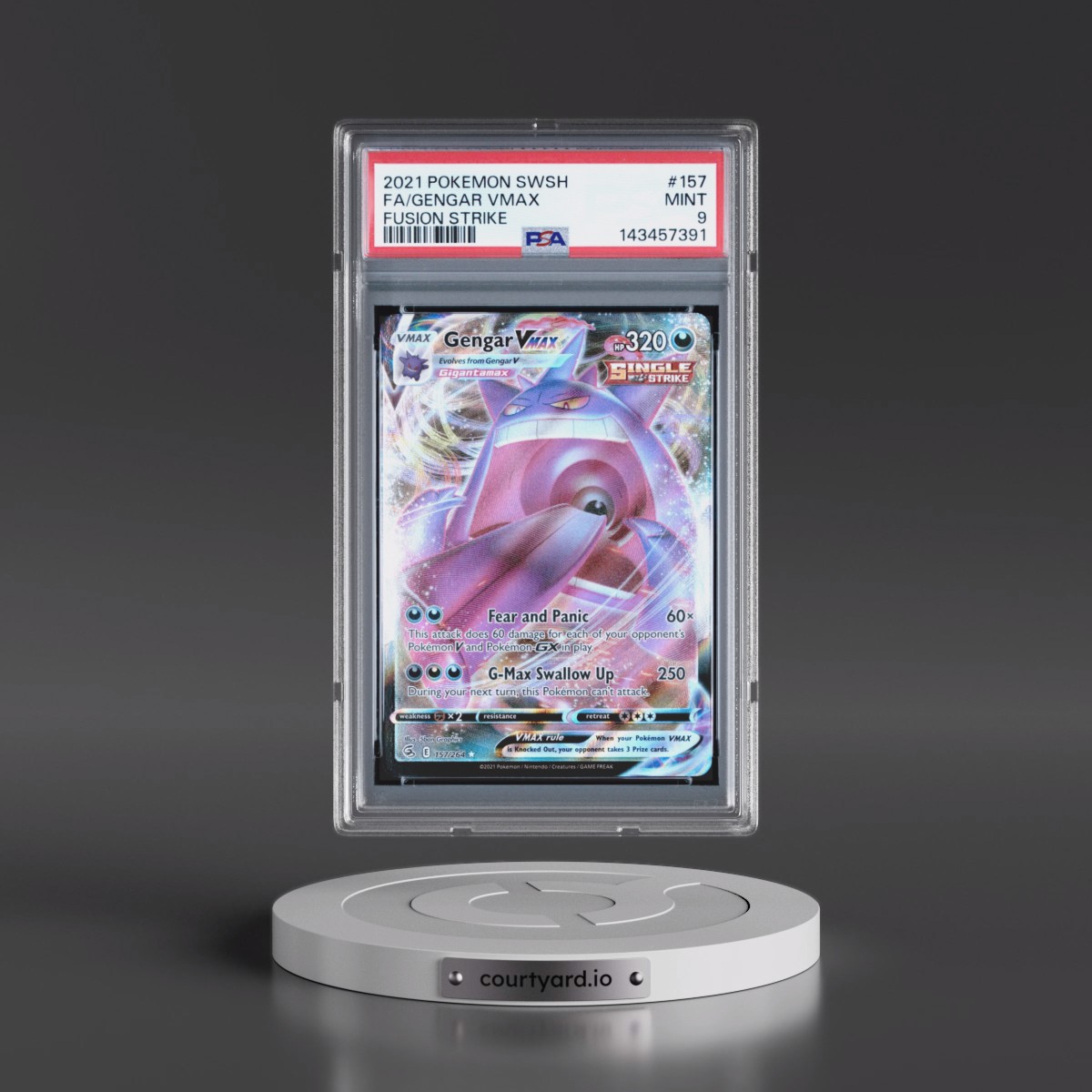 2021 Pokémon Sword & Shield Fusion Strike #157 Gengar Vmax - Full Art (PSA 9 MINT)