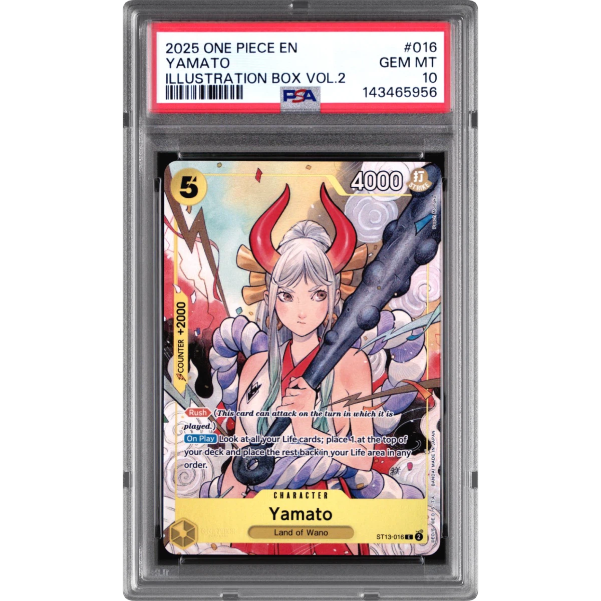 2025 One Piece Promos #016 Yamato - Illustration Box Vol.2 (PSA 10 GEM MINT)
