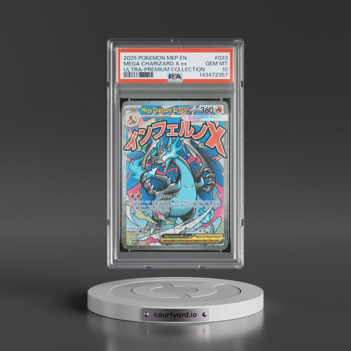 2025 Pokémon Mep EN-Me Black Star Promo #023 Mega Charizard X EX - Holo Mega Charizard X EX Ultra-Premium Collection (PSA 10 GEM MINT)