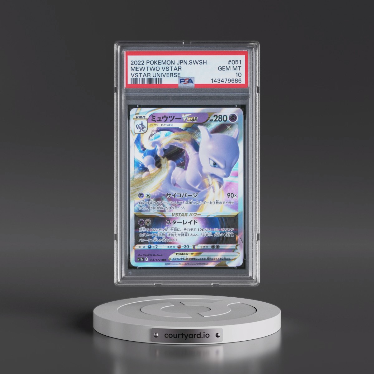 2022 Pokémon Sword & Shield Vstar Universe #051 Mewtwo Vstar (PSA 10 GEM MINT)