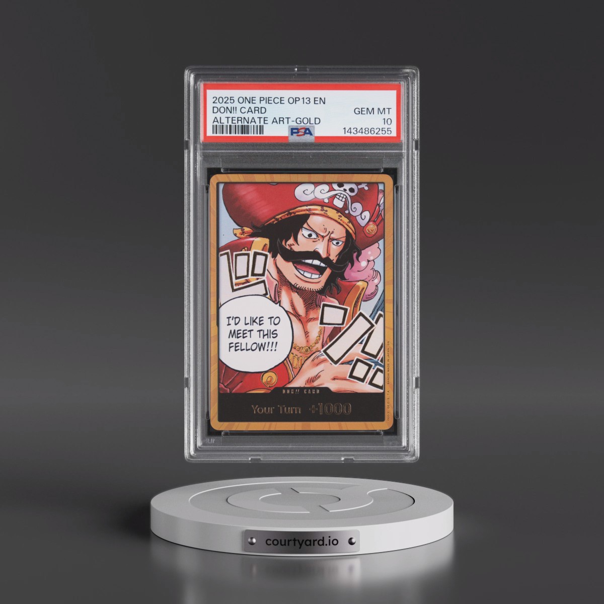 2025 One Piece OP13-Carrying on His Will Don!! Card - Alternate Art-Gold PSA 10