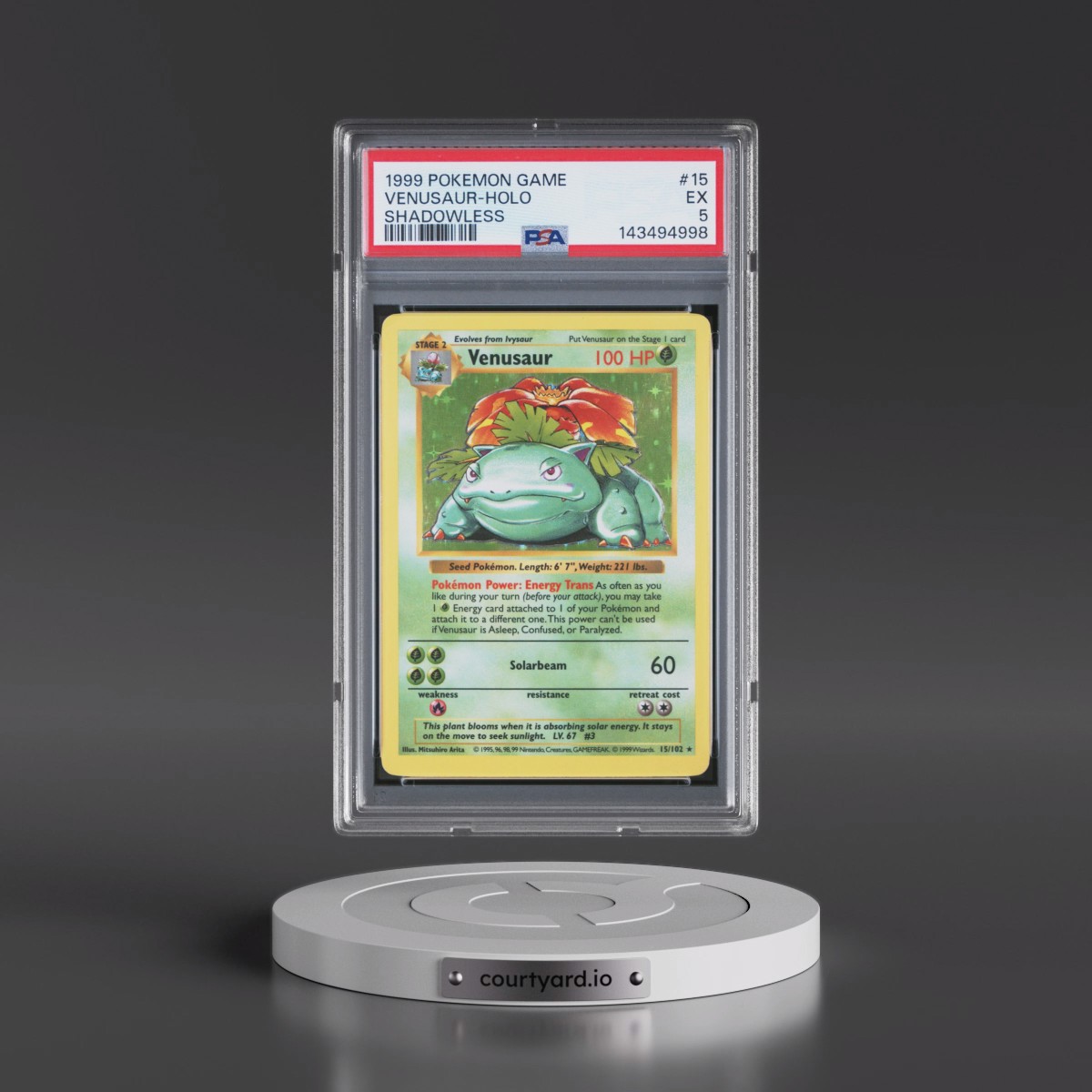 1999 Pokémon Game #15 Venusaur - Holo Shadowless (PSA 5 EX)
