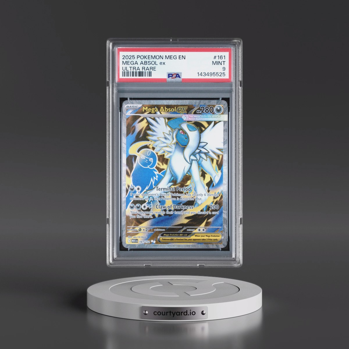 2025 Pokémon Meg EN-Mega Evolution #161 Mega Absol EX - Holo Ultra Rare (PSA 9 MINT)