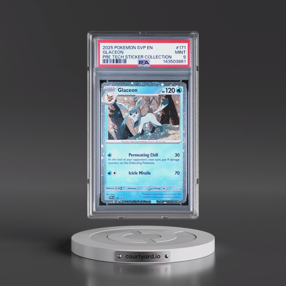 2025 Pokémon Svp EN-SV Black Star Promo #171 Glaceon - Prismatic Evolutions Tech Sticker Collection (PSA 9 MINT)