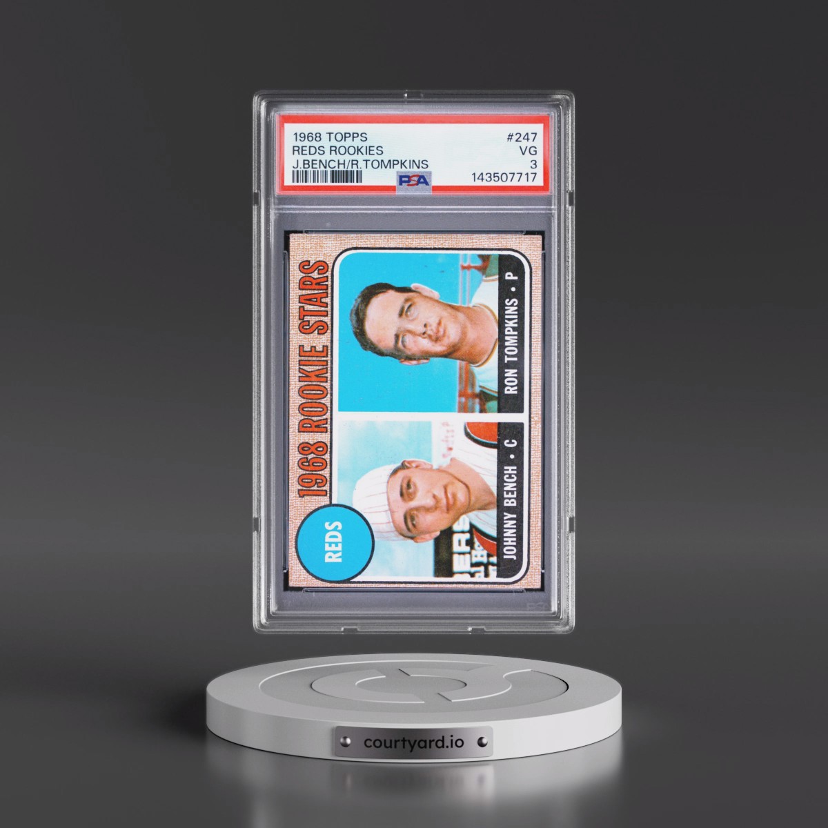 1968 Topps #247 Reds Rookies - Johnny Bench/Ron Tompkins (PSA 3 VG)