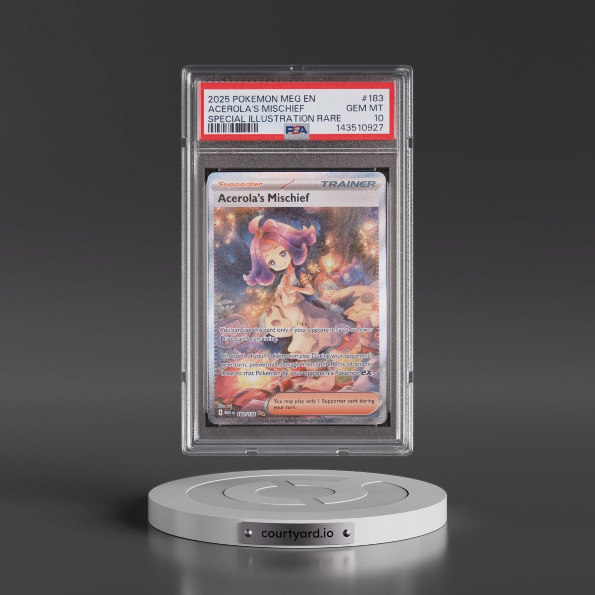 2025 Pokémon Meg EN-Mega Evolution #183 Acerola's Mischief - Special Illustration Rare (PSA 10 GEM MINT)