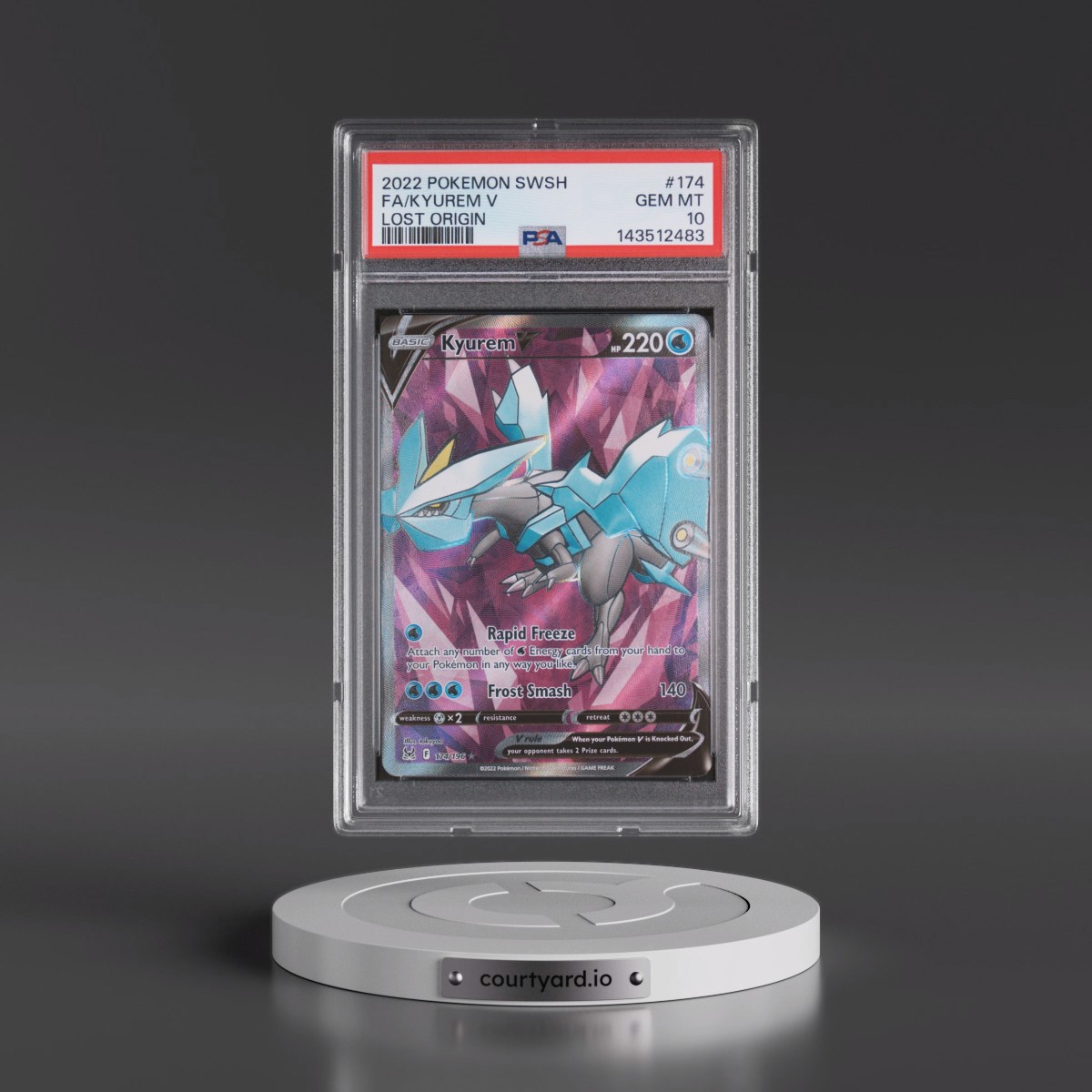 2022 Pokémon Sword & Shield Lost Origin #174 Kyurem V - Holo Full Art (PSA 10 GEM MINT)