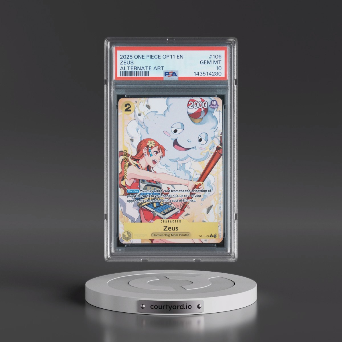 2025 One Piece OP11-A Fist of Divine Speed #106 Zeus - Alternate Art (PSA 10 GEM MINT)