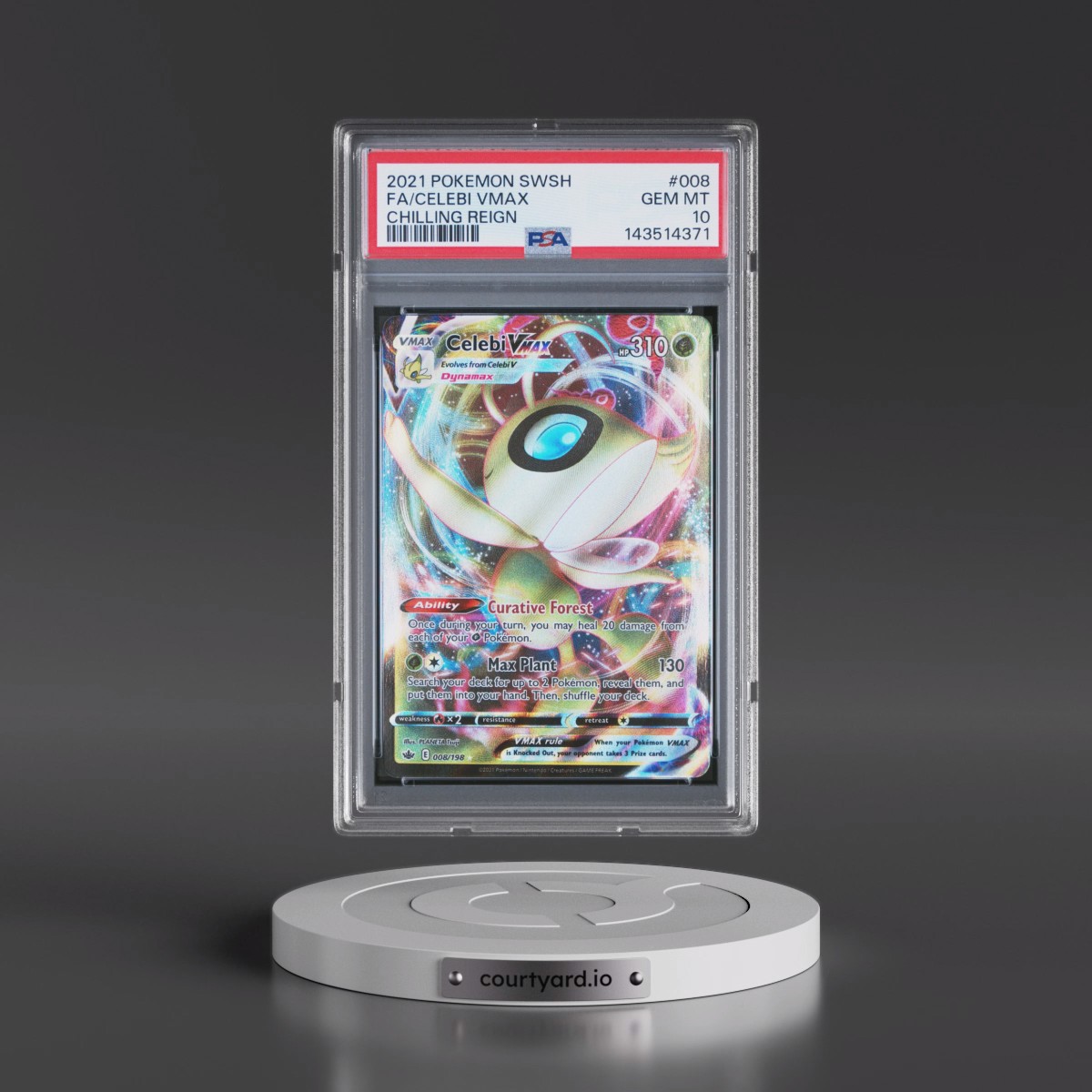 2021 Pokémon Sword & Shield Chilling Reign #008 Celebi Vmax - Full Art (PSA 10 GEM MINT)