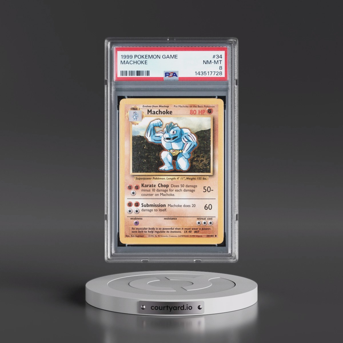 1999 Pokémon Game #34 Machoke (PSA 8 NM-MT)