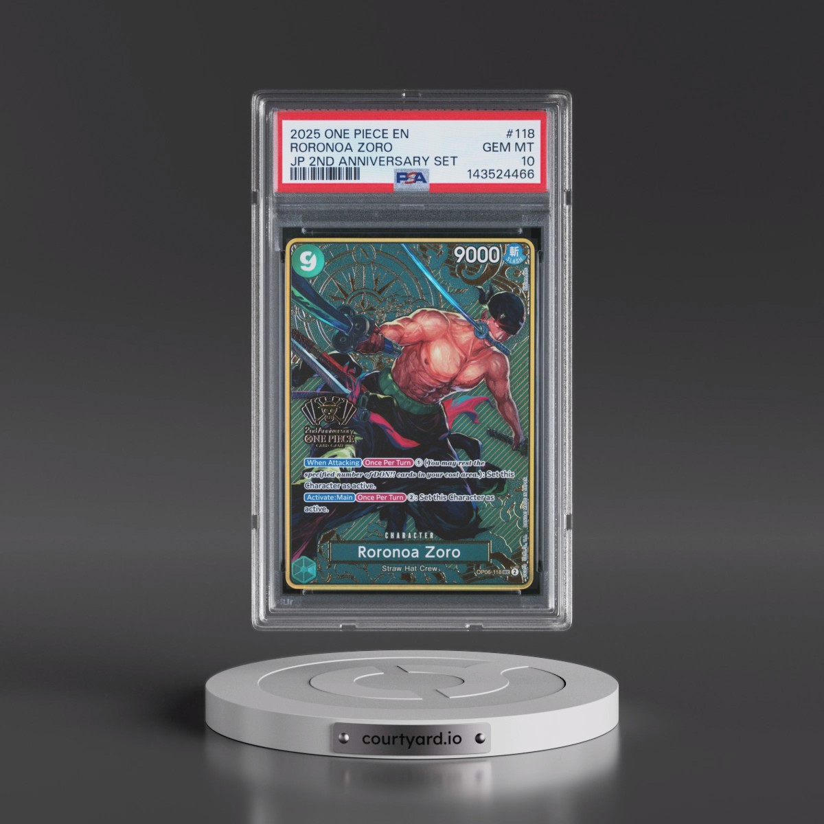 2025 One Piece Japanese 2nd Anniversary Set #118 Roronoa Zoro (PSA 10 GEM MINT) - Photo