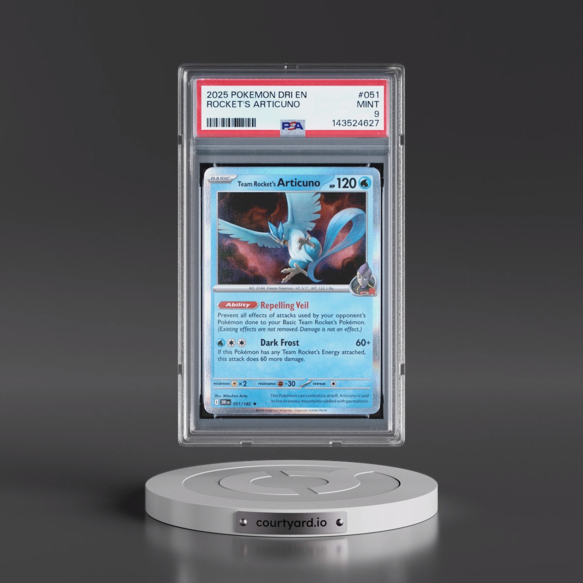 2025 Pokémon Dri EN-Destined Rivals #051 Team Rocket's Articuno (PSA 9 MINT)