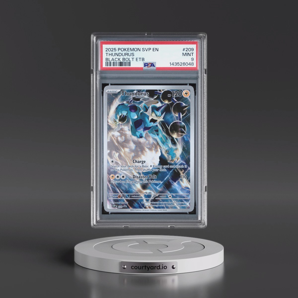 2025 Pokémon Svp EN-SV Black Star Promo #209 Thundurus - Black Bolt Elite Trainer Box (PSA 9 MINT)